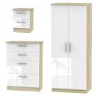 Ready Assembled Kirkhill Wardrobe, Chest of Drawers and Bedside Cabinet Set