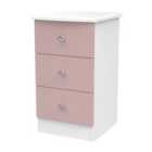 Ready Assembled Tedesca 3-Drawer Bedside Table - Pink