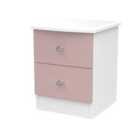 Ready Assembled Tedesca 2-Drawer Bedside Table - Pink