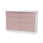 Ready Assembled Tedesca 6Drawer Midi Chest of Drawers - Pink