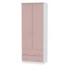 Ready Assembled Tedesca Tall 2-Door Wardrobe with Drawers -Pink