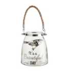 Premier Housewares "Beautiful Day" Glass Lantern with Rope Handle