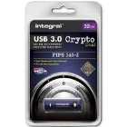 Integral 32GB Crypto Dual FIPS 140-2 Encrypted USB 3.0 Flash Drive - 145MB/s