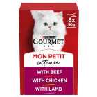 Gourmet Mon Petit Meaty Variety Beef, Chicken, Lamb Wet Cat Food 6 x 50g