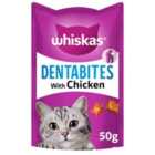Whiskas Dentabites Adult Cat Dental Treat Biscuits with Chicken 50g