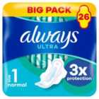 Always Sanitary Towels Ultra Normal (Size 1) Wings 2 x 13 per pack