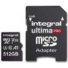 Integral 512GB UltimaPRO V30 Premium microSD Card (SDXC) UHS-I U3 + Adapter - 100MB/s