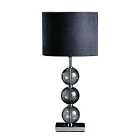 Premier Housewares Mistro Table Lamp with Smoke Orb/Chrome Base & Black Faux Suede Shade