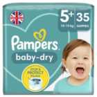 Pampers Baby-Dry Nappies, Size 5+ (12-17kg) Essential Pack 35 per pack
