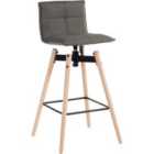 Teknik Spin Barstool with Grey Fabric Upholstery & Light Wood Effect Legs