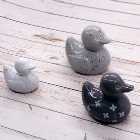 Set of 3 Geo Grey Ceramic Ducks