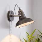 Lucas Industrial Easy Fit Plug In Wall Light Pewter