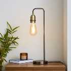 Marsden Nickel Industrial Table Lamp and Bulb