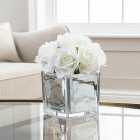 Artificial White Roses in Metallic Silver Plant Pot