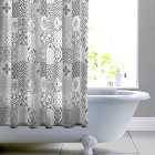 Geo Tile Grey Shower Curtain