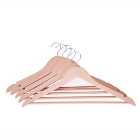 Set of 5 Wooden Blush Pink Coat Hangers