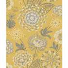 Arthouse Vintage Bloom Mustard Yellow Wallpaper - 10.05m x 53cm