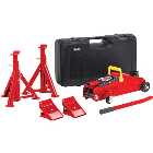 Clarke CGLK1 5-Piece 2 Tonne Trolley Jack, Chock and Axle Stand Set (1T per stand)
