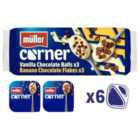 Muller Corner Vanilla Chocolate Balls & Banana Chocolate Flakes Yogurts 6 x 124g