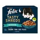 Felix Tasty Shreds Fish Selection, 12x80g