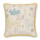 Scandi Happy Place Embroidered Ochre Cushion