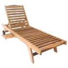 Charles Bentley Premium Teak Wooden Garden Sun Lounger