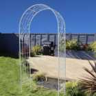 Charles Bentley 3.3 x 1.1ft White Wrought Iron Arch with Trellis Sides