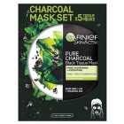 Garnier Charcoal & Algae Purifying & Hydrating Face Sheet Mask 5 per pack