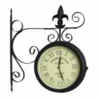 Charles Bentley Black Paddington Double Sided Garden Clock 35 x 33cm