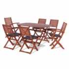 Rowlinson Plumley 6 Seater Hardwood Dining Set with Grey Cushions
