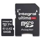 Integral 64GB UltimaPRO A2 V30 High Speed microSD Card (SDXC) UHS-I U3 + Adapter - 180MB/s