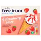 Morrisons Free From Strawberry Ice Cream Cones 4 x 120ml