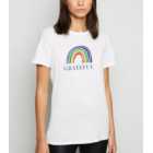 White Grateful Rainbow Slogan Charity T-Shirt