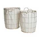 Premier Housewares Set of 2 Round Laundry Baskets with Gold Plate Frame