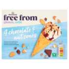 Morrisons Free From 4 Chocolate & Nut Ice Cream Cones 4 x 120ml