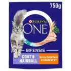 Purina One Coat and Hairball Chicken Dry Cat Food 750g