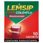 Lemsip Max Cold & Flu Blackcurrant Sachets Paracetamol 10 per pack