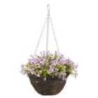 Smart Garden Pansy artificial Lilac & green Round Plastic Hanging basket, 25cm