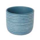 Blue coral Clay Striped Circular Plant pot (Dia)20cm
