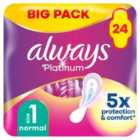 Always Platinum Normal (Size1) Sanitary Towels Wings 24 pads 24 per pack