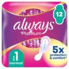 Always Platinum Normal (Size1) Sanitary Towels Wings 12 pads 12 per pack