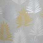 Arthouse Linen Palm Ochre & Grey Wallpaper - 10.05m x 53cm