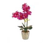 Artificial Pink Orchid in Silver Plant Pot