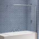 Nexa By Merlyn 6mm Square Bath Screen with Curtain Rail & Panel - 1500 x 300mm