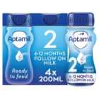 Aptamil 2 Follow On Formula Baby Milk Liquid 6-12 Months Multipack 4 x 200ml