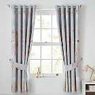Party Animals Grey Thermal Blackout Eyelet Curtains