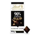 Lindt Excellence 90% Dark Supreme Chocolate Bar 100g