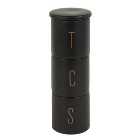 Set of 3 Matt Black Stacking Canisters