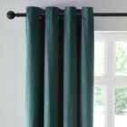Reversible Peacock Green and Navy Velour Eyelet Curtains