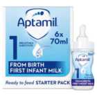 Aptamil 1 First Baby Milk Formula Liquid Starter Pack from Birth 6 x 70ml